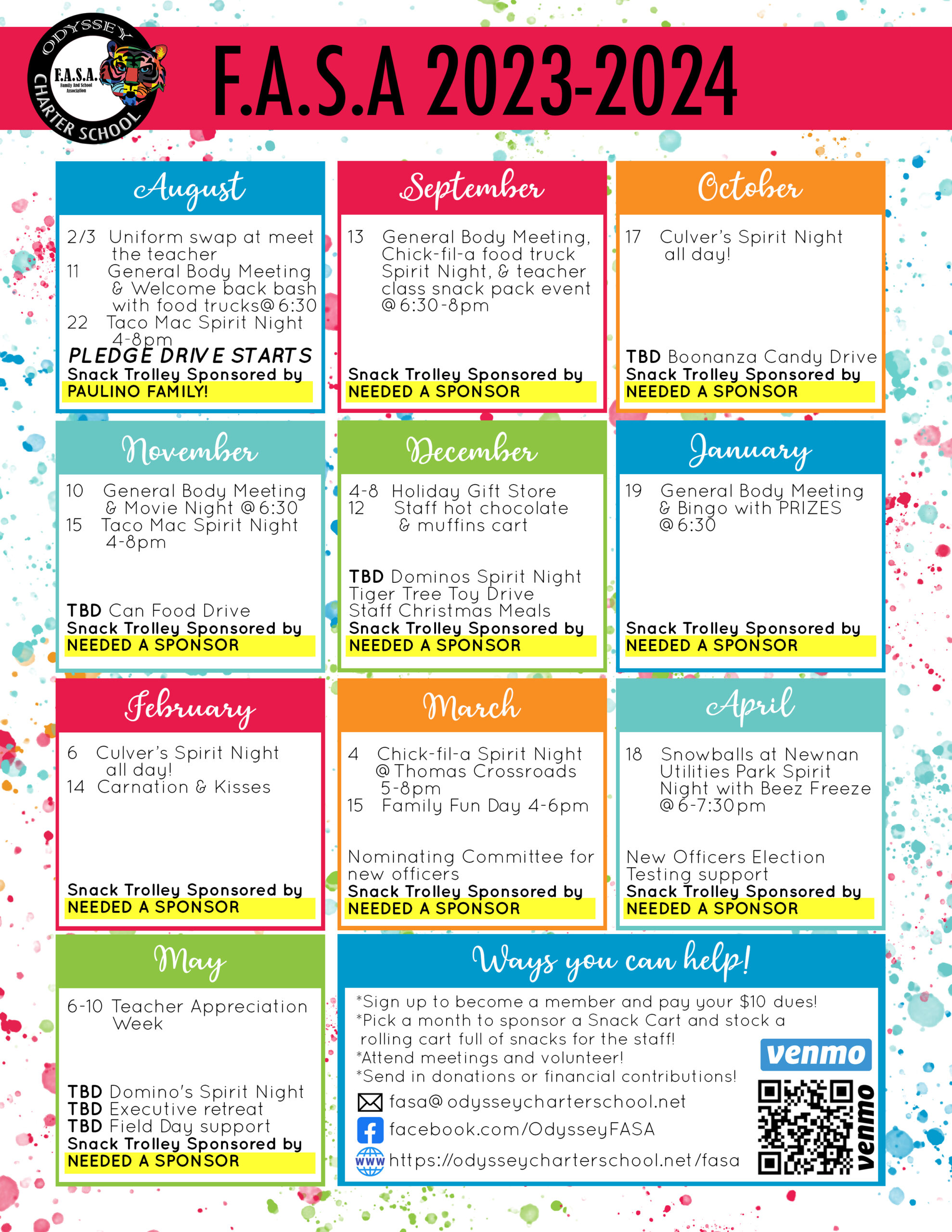 FASA Calendar of Events Odyssey Charter School